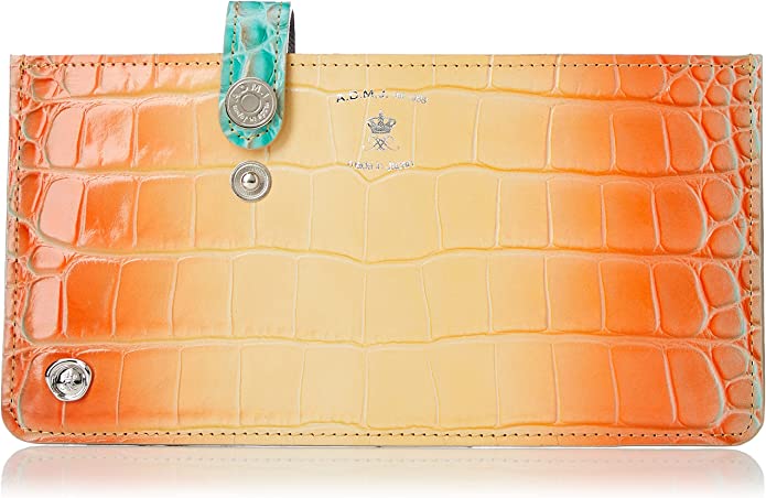 オレンジのグラデーションが美しいクロコ型押しレザーの長財布