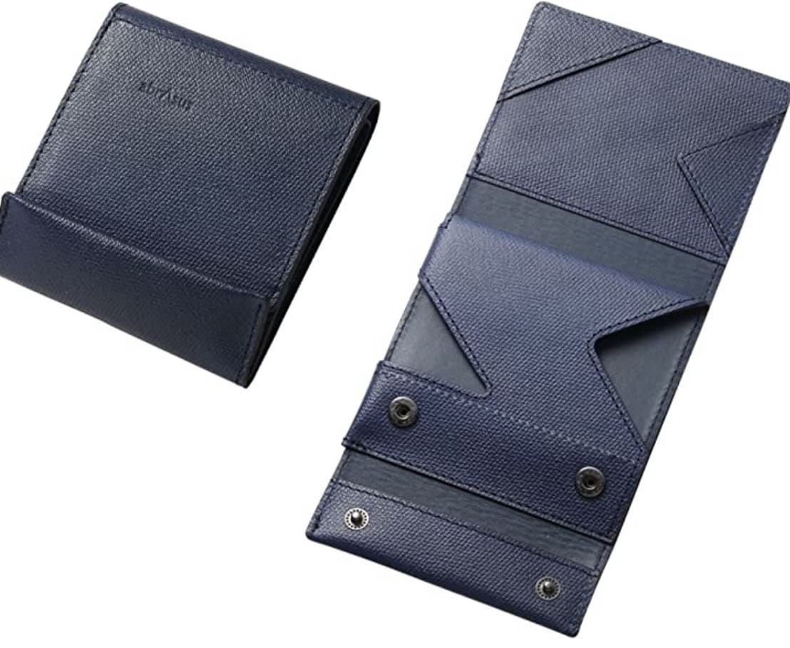 アブラサスの薄い財布（ネイビー）の外装と内装