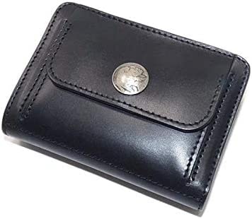 ホック式小銭入れが外に付いているアルズニのハーフ財布（ブラック）
