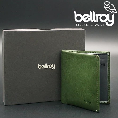 ベルロイの二つ折り財布（グリーン）と専用ボックス