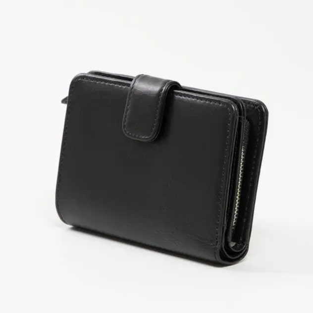 ビジネスレザーファクトリーのミディアム二つ折り財布（ブラックネイビー）