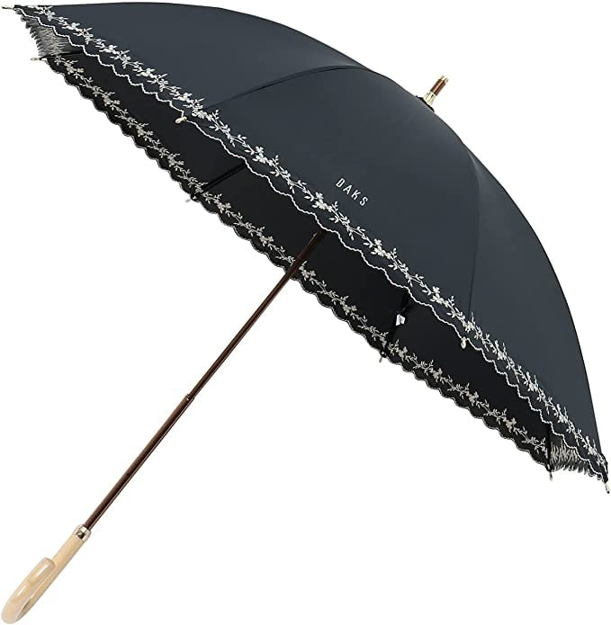 花刺繍が施された晴雨兼用ショート長傘