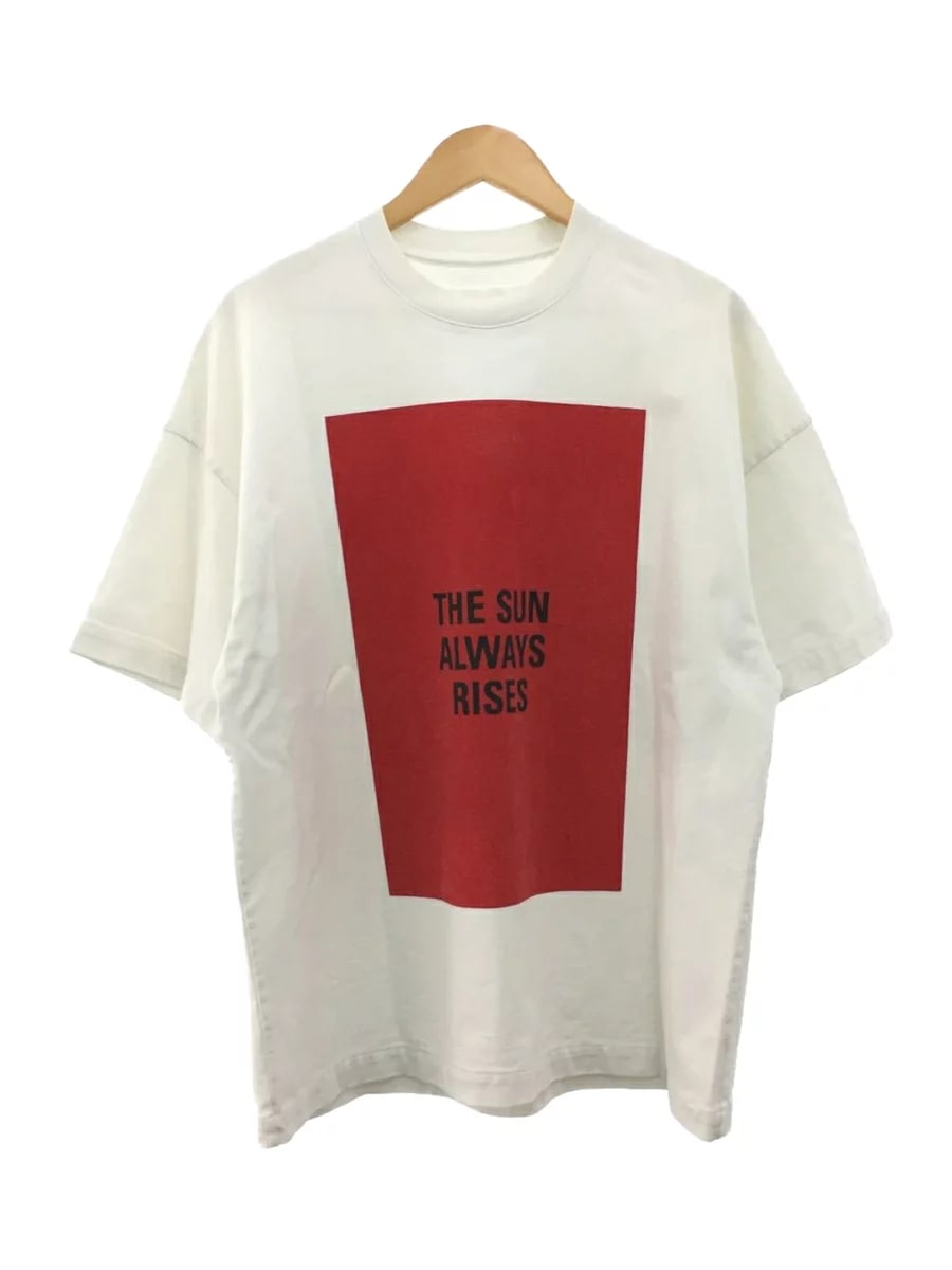 白地に赤いプリントフレームとテキストディテールのジルサンダーのTシャツ
