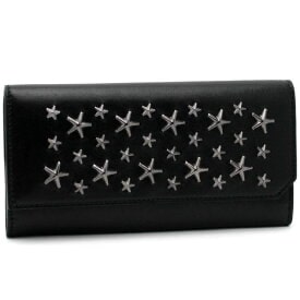 スタースタッズが施されたジミーチュウのフラップ式の長財布（ブラック）