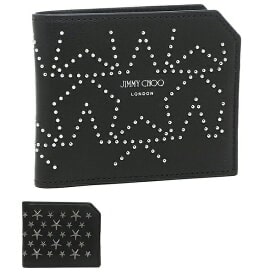 ブランドアイコンの星モチーフをメタルスタッズで表現したジミーチュウの二つ折り財布（ブラック）