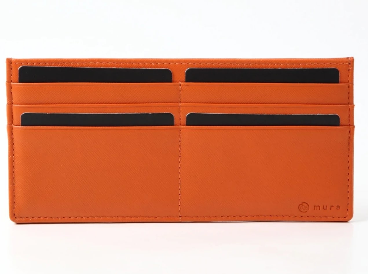 MURAの薄型長財布オレンジのカード入れ部分