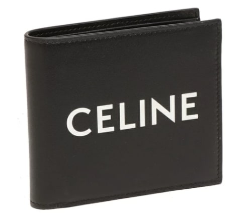 セリーヌ（CELINE）ブラックのビッグロゴ二つ折り財布