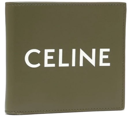 セリーヌ（CELINE）ビッグロゴ カーキの二つ折り財布