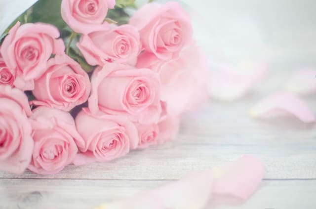イメージ画像　ピンクのバラの花束
