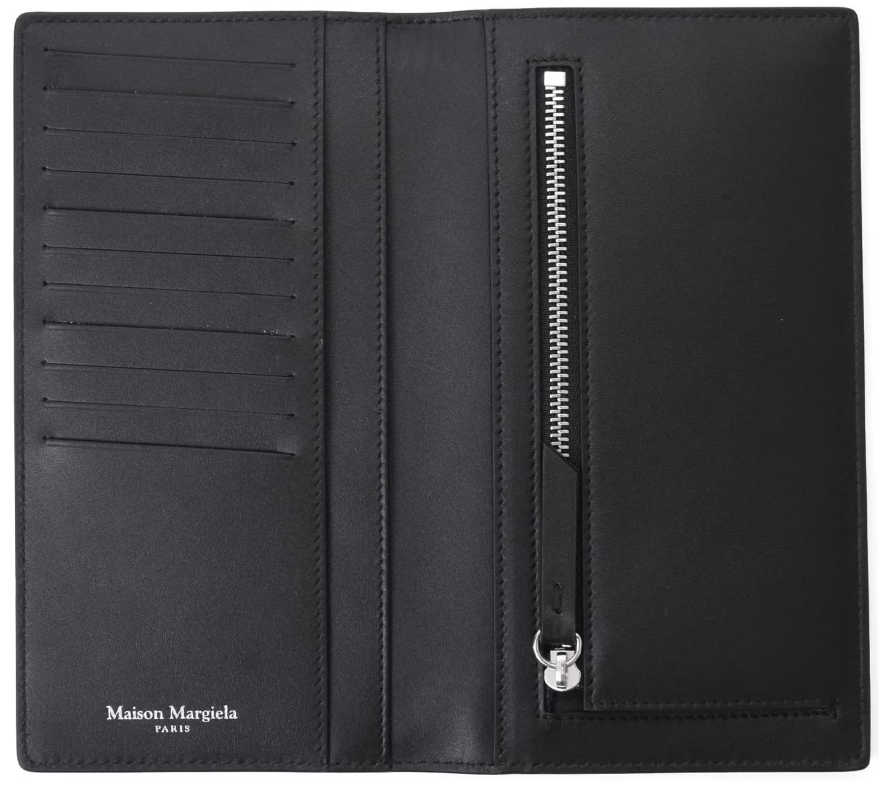 メゾンマルジェラ（MaisonMargiela）メンズレザー二つ折り財布内側（ブラック）