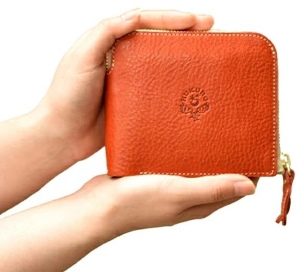 オレンジ財布 HUKURO 大きく開く小さな財布