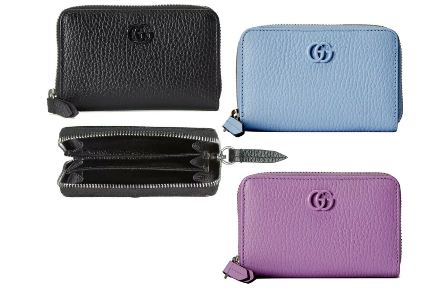 紫 レディースミニ財布（二つ折り・三つ折り）人気ブランド・おすすめランキング第2位の「GUCCI（グッチ）」のカラーレジンダブルGロゴ　ラウンドファスナー小銭入れ財布3色