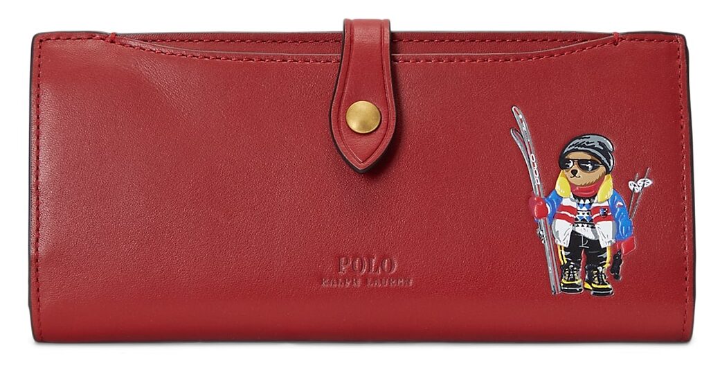 赤い財布 ラルフローレンのPolo ベア　レザースナップウォレット
