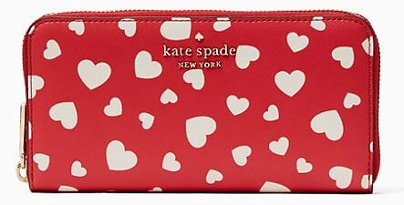 赤い財布 ケイトスペードのステイシーハートポップラージコンチネンタルウォレット
