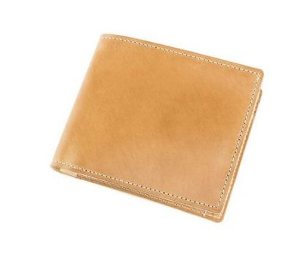 キプリスのオイルシェルコードバン二つ折り財布（ナチュラル）