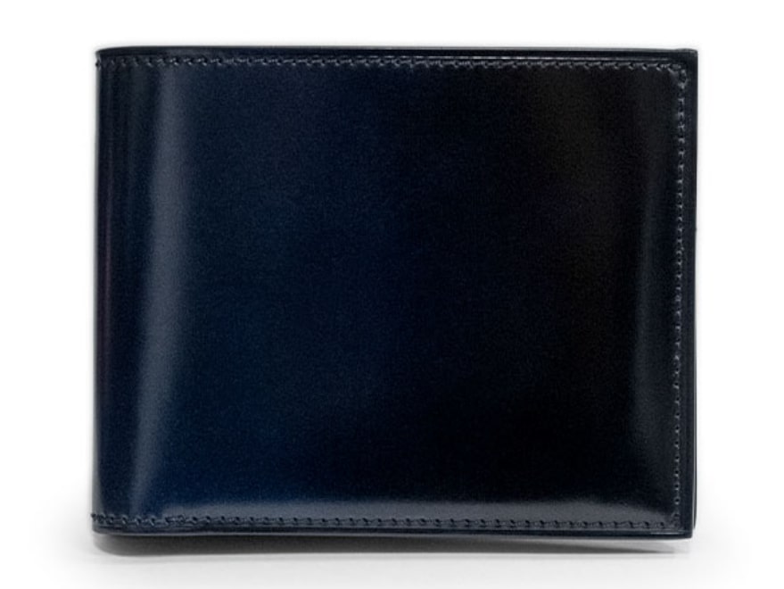 ユハクのコードバン二つ折り財布（ブルー）