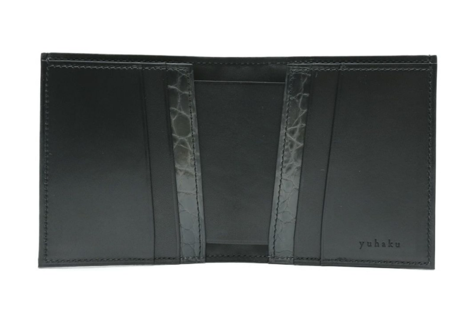 おすすめ ワニ革 ユハク (yuhaku) クロコダイル薄型二つ折り財布