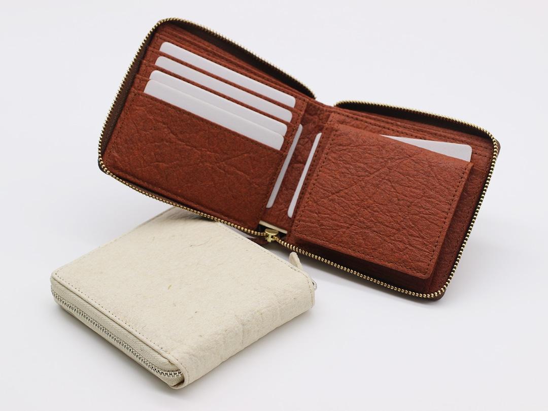 ヴィーガンレザー財布Nadaya（ナダヤ）二つ折りラウンドジップ財布