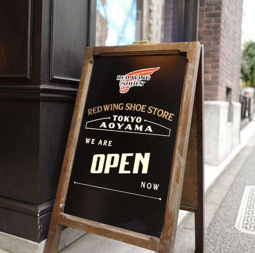 レッドウィング直営店（東京・青山）にある店看板